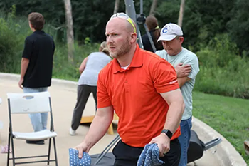 Smalley beanbag toss tournament action shot