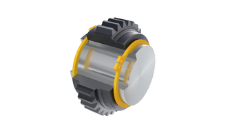 3D render of circlip retaining ring in gear application